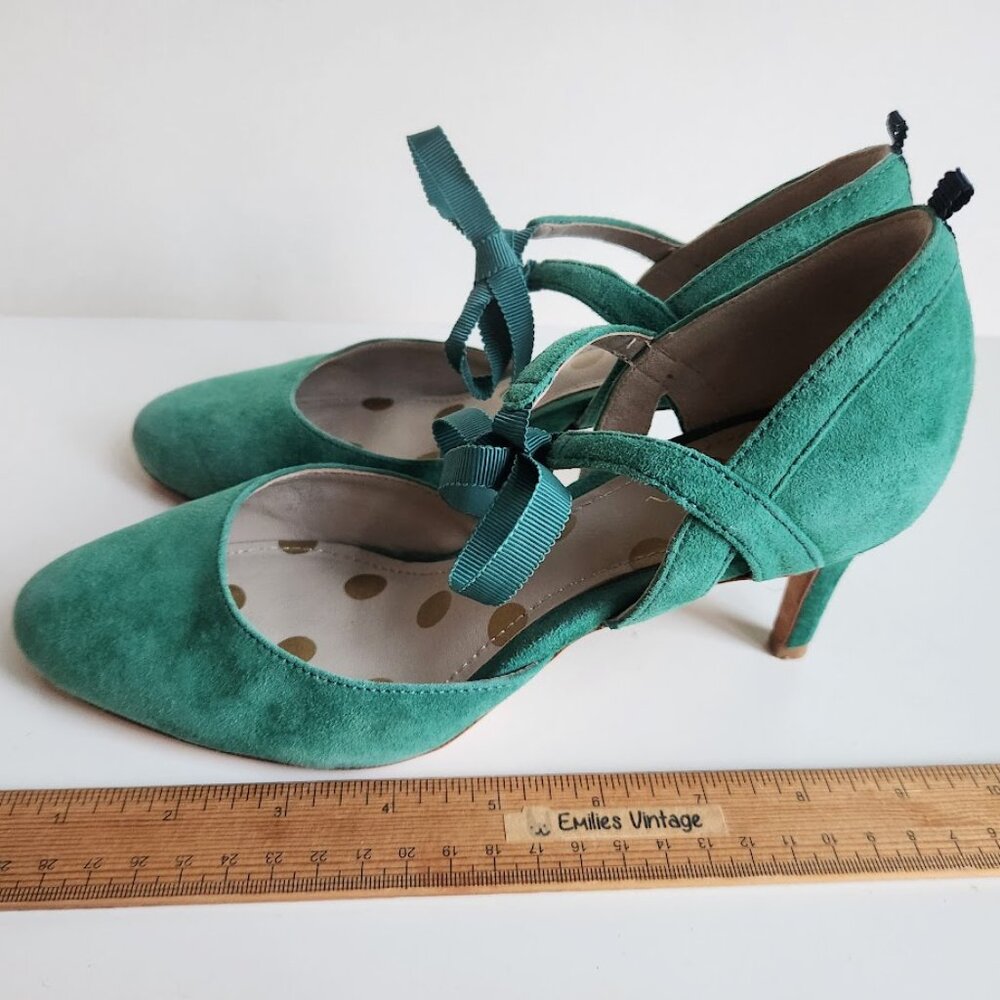 Boden Women's Jade Suede Leather Lavinia Ribbon Court Shoes Mid Heels Sz:37 - Picture 13 of 14